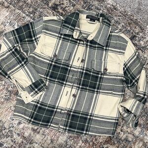 Sanctuary Green and Cream Plaid Button Down Shirt